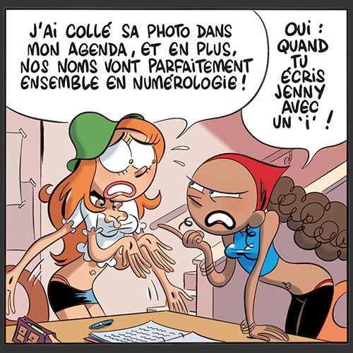 J'ai collé sa photo dans mon agenda, et en plus, nos noms vont parfetement ensemble en numérologie ! Oui : Quand tu écris Jenny avec un i !